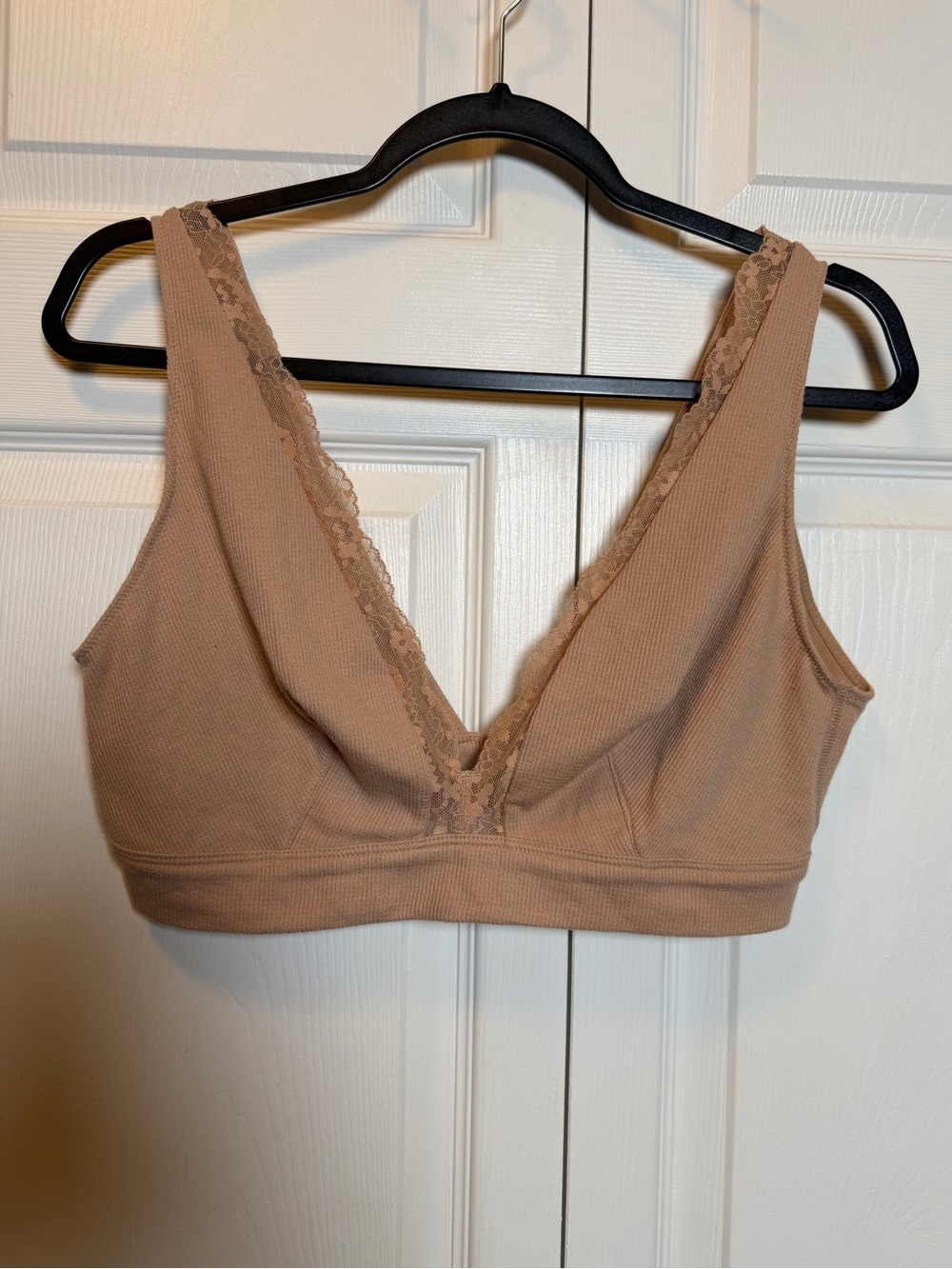 Victoria’s Secret Ribbed Lace Trim Bralette Nude Beige XXL Wireless Bra